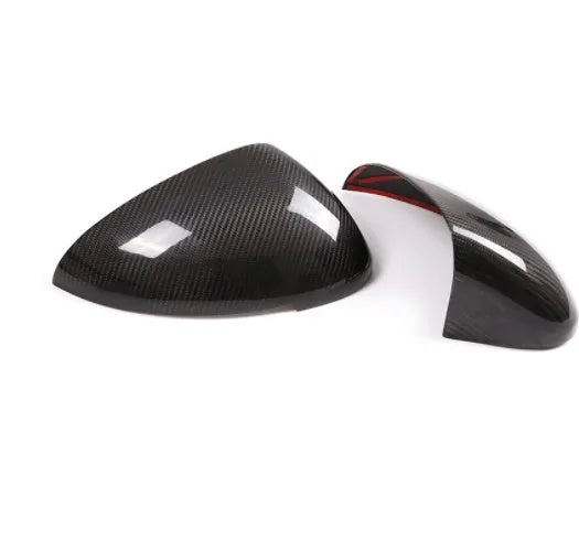 Black true carbon fibre rearview mirror covers for 2014-2022 Porsche Macan