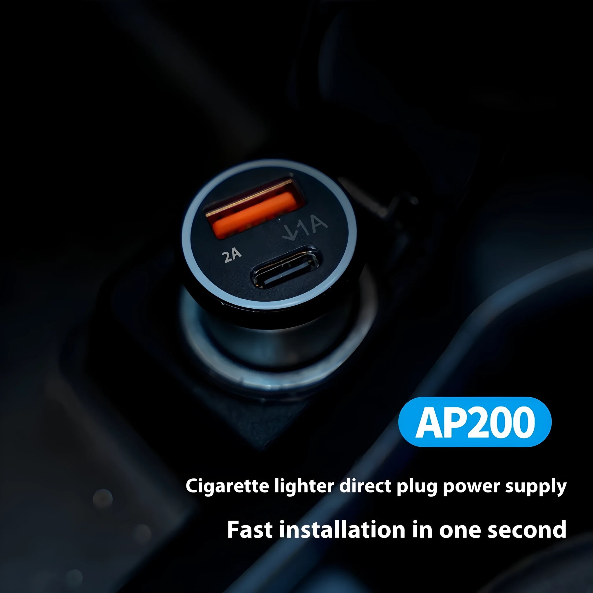 Black ABS plastic car charger GPS vehicle tracker device with power plug.