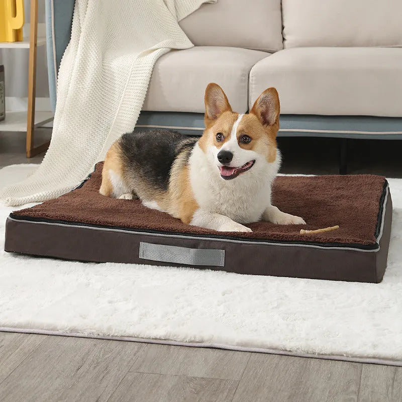 Removable washable sponge pet mat for dogs in brown colour showing soft textured surface
