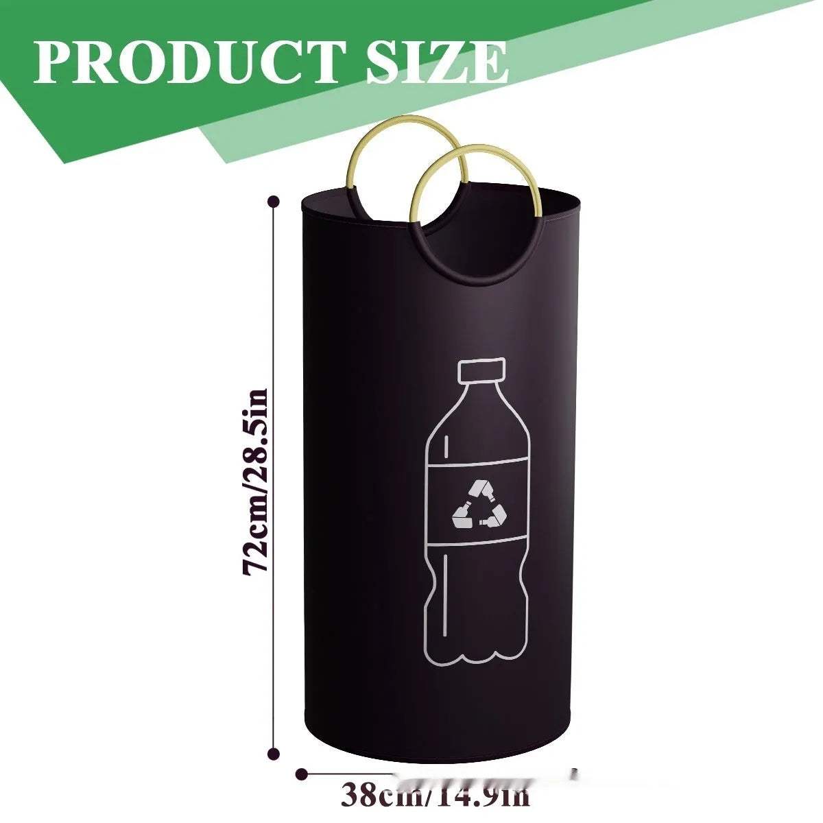 Round portable PP plastic trash can with 38cm diameter for office and outdoor waste disposal