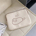 Embroidered animal tablet protective sleeve case with fat cat design in nylon material