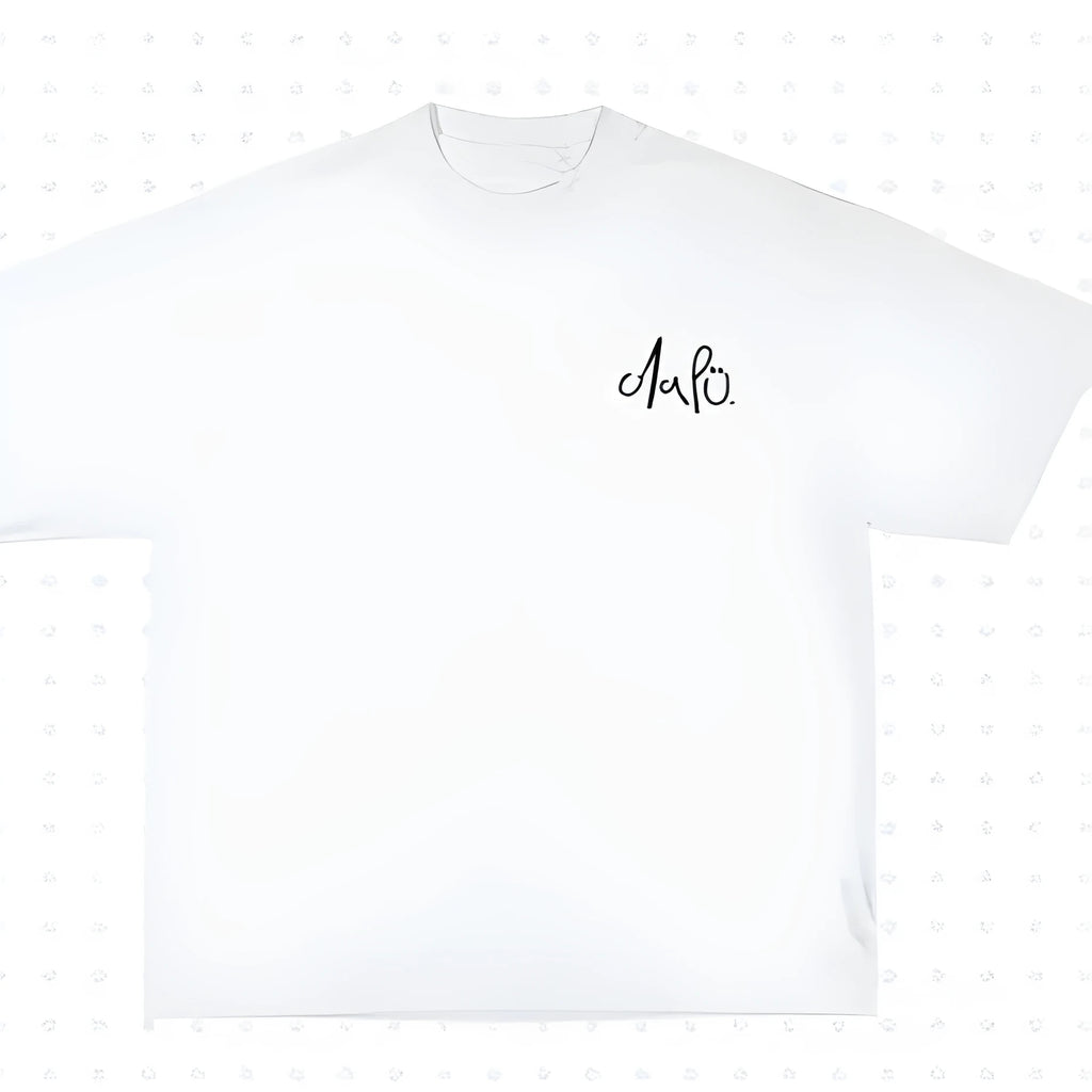 Pattern printed short sleeved cotton shirt, loose fit, round neck, available in black and white, street hip hop style