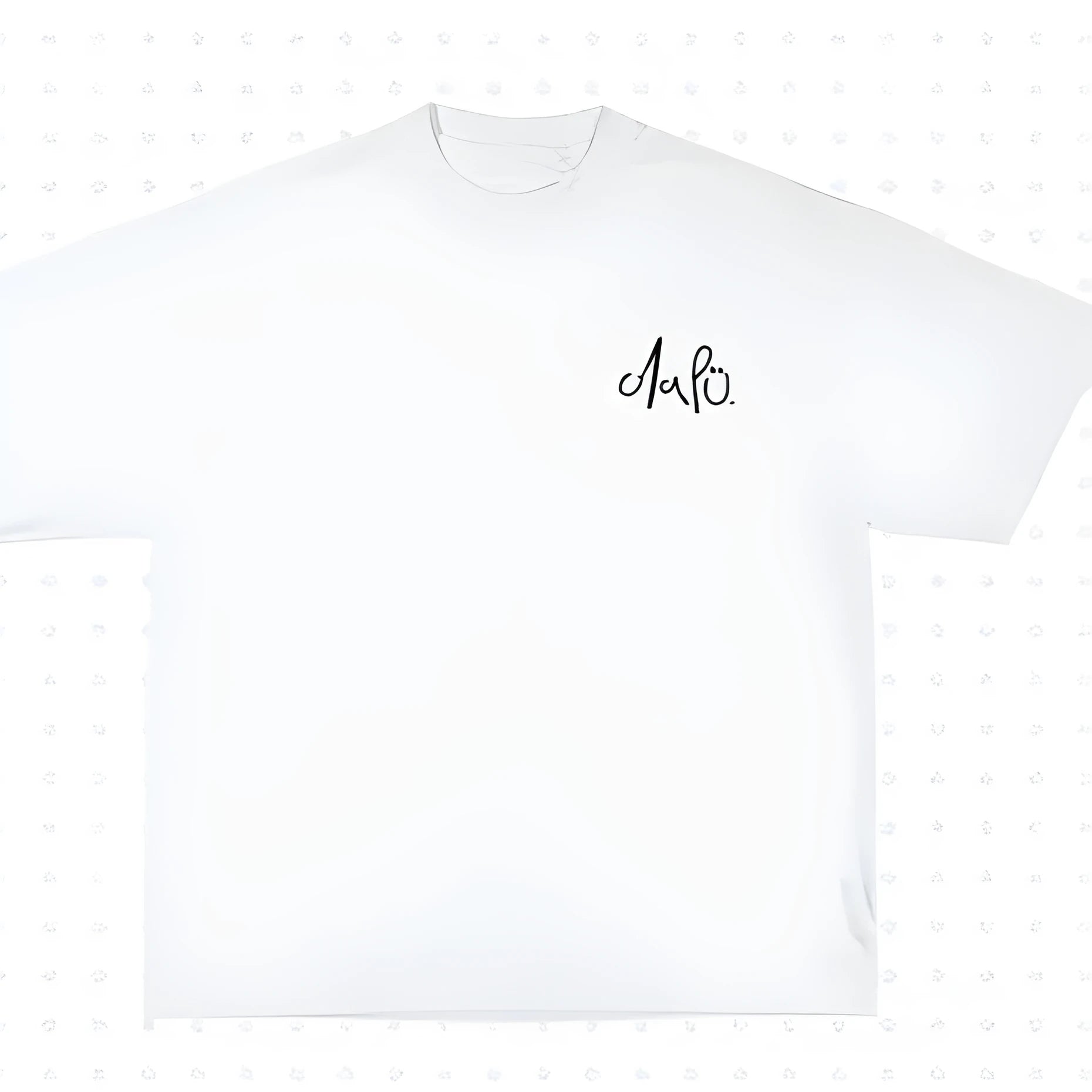 Pattern printed short sleeved cotton shirt, loose fit, round neck, available in black and white, street hip hop style