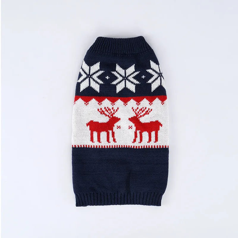 Navy blue knitted Christmas sweater for dogs in acrylic material with European American styling