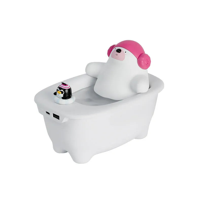 White USB air humidifier with transparent 550ml water tank and compact desktop design