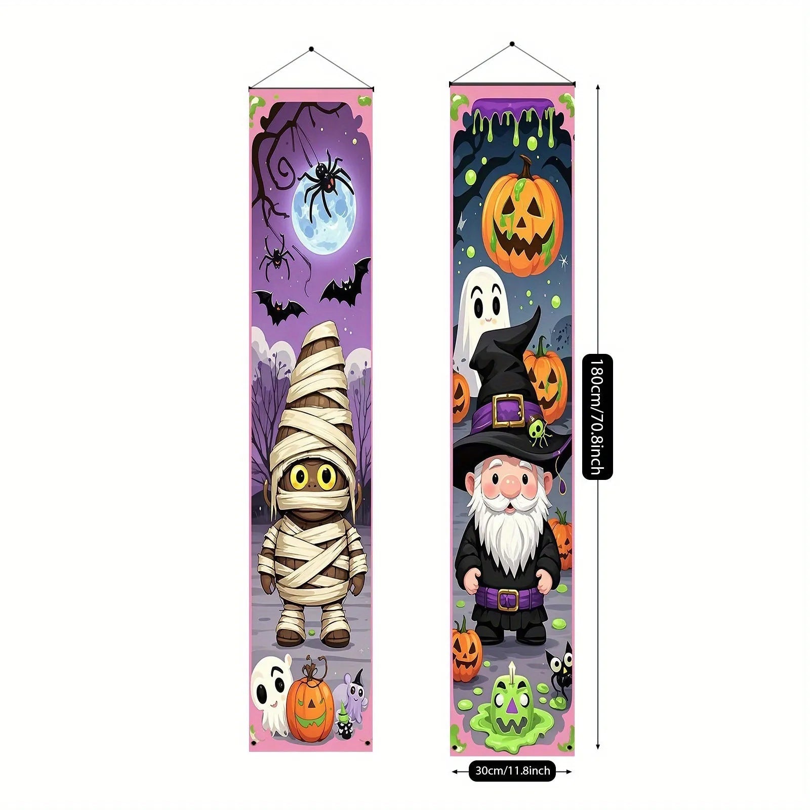 Halloween couplet banner decorations measuring 30x180cm, polyester hanging flag pair for holiday parties