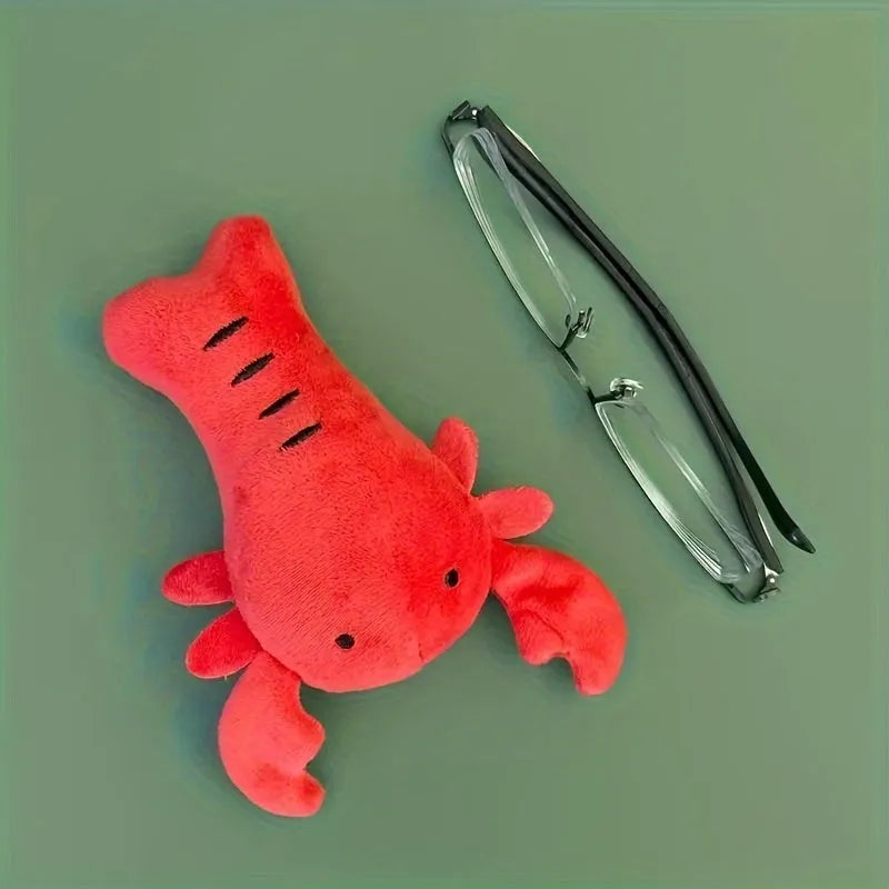 Red lobster plush dog toy with squeaker for small and medium breeds