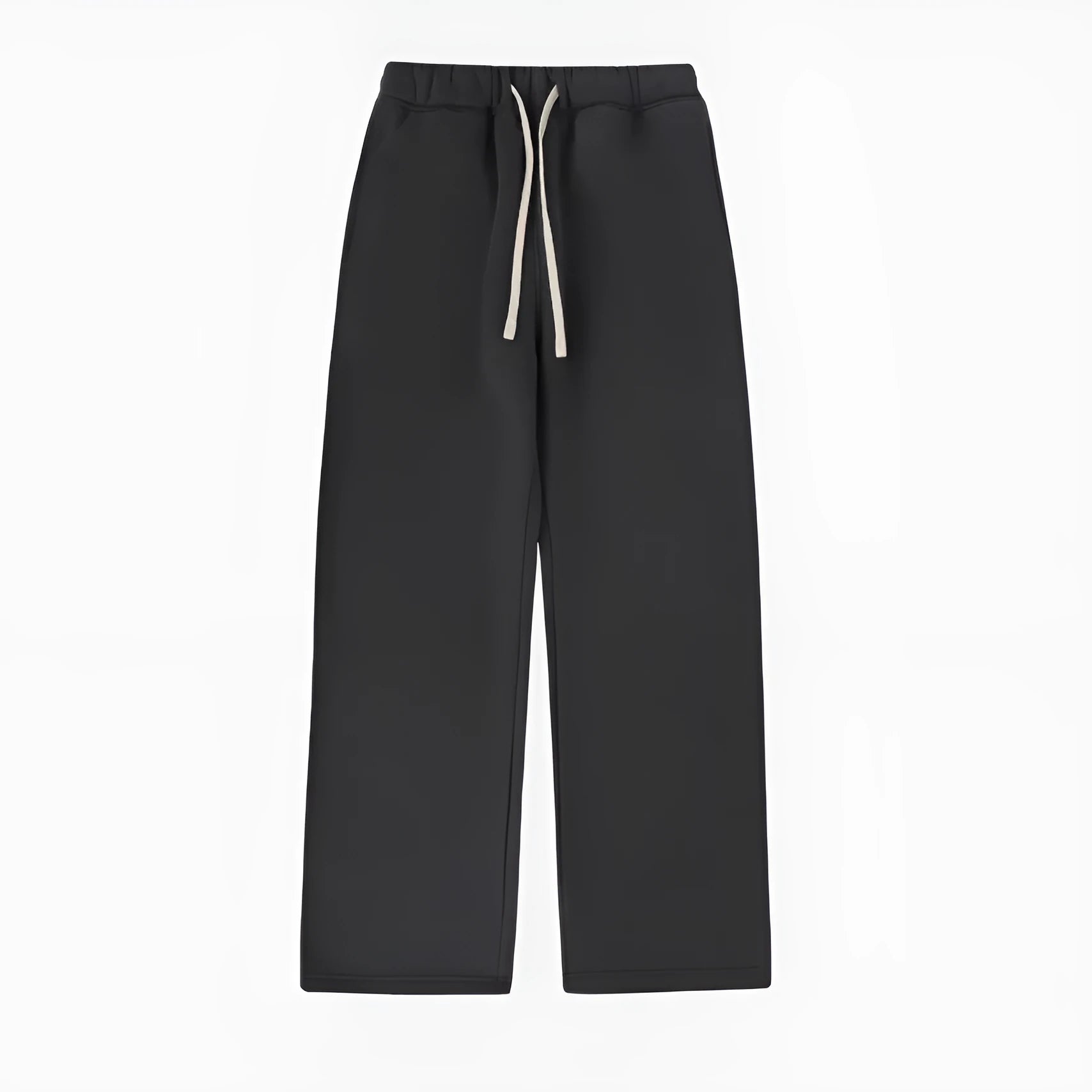 Men's black fleece-lined sweatpants with drawstring waist and elastic ankle cuffs