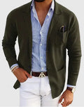 Men's solid colour polyester double button leisure jacket, long sleeve, available in multiple colours