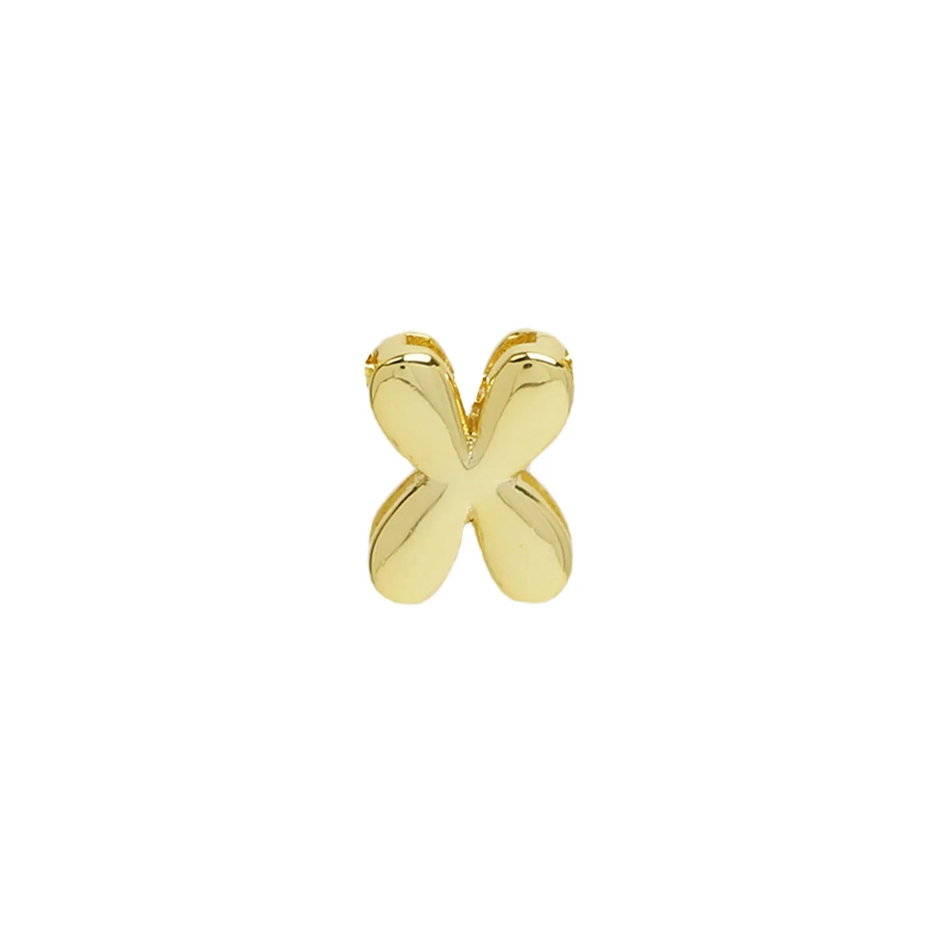 18k brass smooth surface bubble letter bracelet with pendant in gold colour on copper alloy
