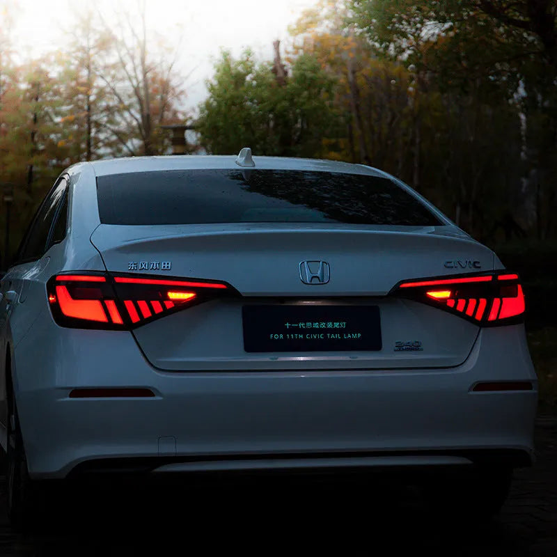 11th generation Honda Civic modified LED taillight assembly in black and red colour option.