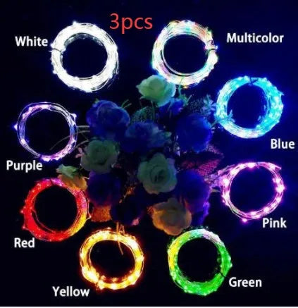 Flexible copper wire LED string lights with bottle stopper for wine bottle decorations