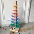 Baby educational ball wooden rainbow music tree with 10 colourful beads on wire tracks, 22.5 x 71cm