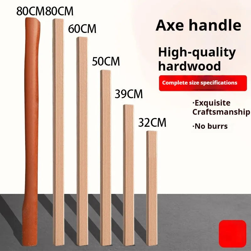 Unfinished locust wood tool replacement handle for axes, sickles, and hoes showing wood grain