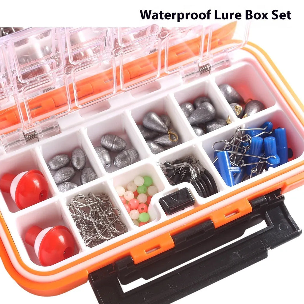 254-piece waterproof rock fishing accessories combination suit with ABS, lead, and carbon steel components