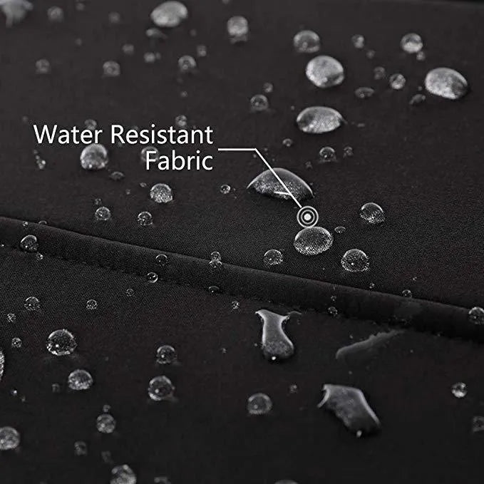 Black USB heated waterproof windproof thermal coat for men with long sleeves and straight hem.