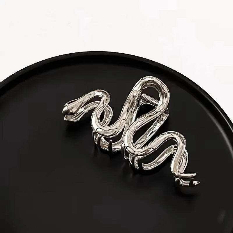 Slytherin serpentine metal hair clip barrette in silver or gun black, 10.5cm length with snake design