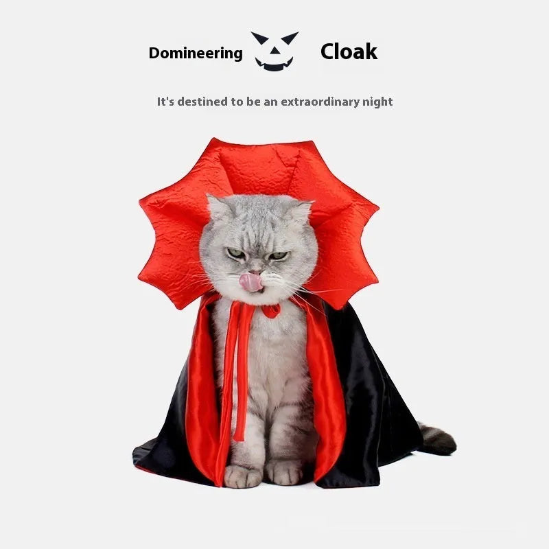 Black and red Halloween pet costume for cats and dogs made from polyester fabric