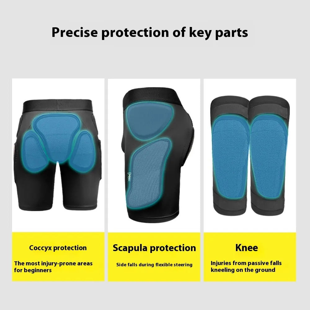 X-ray diffraction skiing protective hip pad and knee pad inner wear cushion in S M L XL sizes.