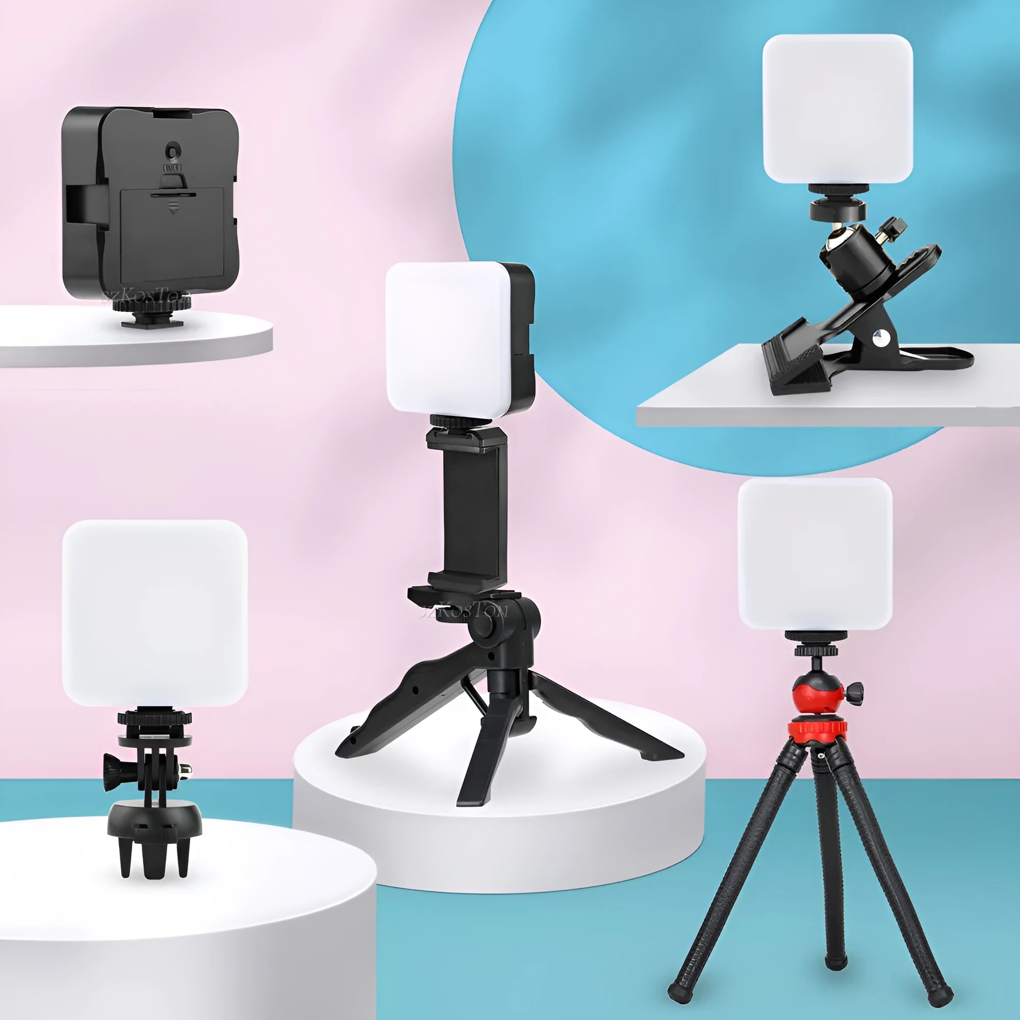 LED mini square outdoor pocket light tripod flash with rotatable head