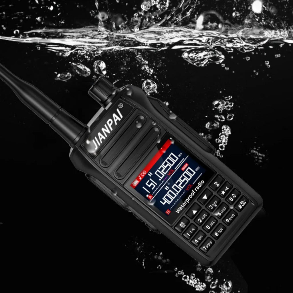 Black Interphone aviation communications headset with waterproof and dustproof plastic shell