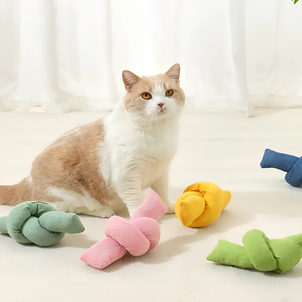 White cotton knot rope dog toy for tug play and dental health