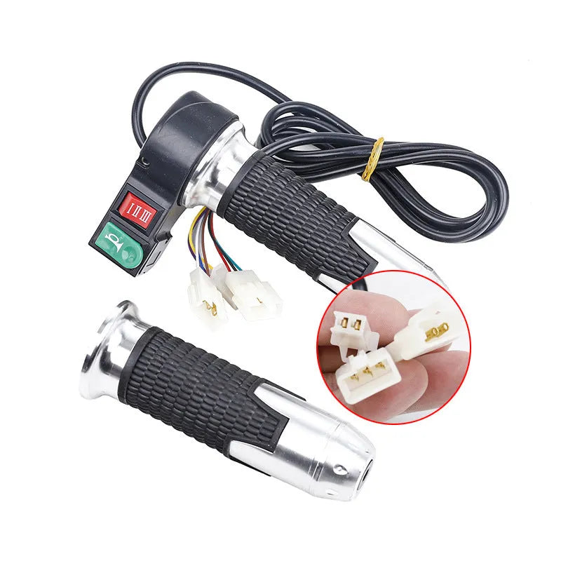 Electric go-kart refuelling throttle handle with three-speed rotation and optional horn speaker in various colour options