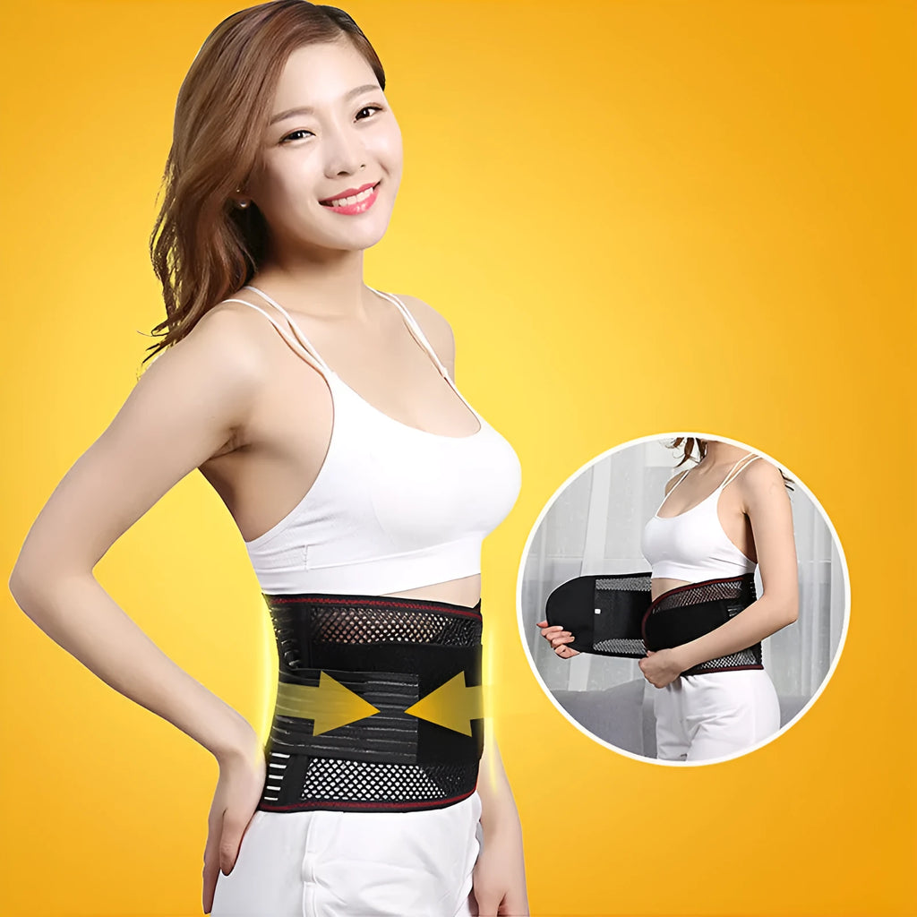 Black sports waist support with steel plate decompression for adult running, yoga and basketball
