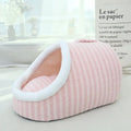 Thickened 3D striped pet bed with removable sponge cushion in blue colour for dogs and cats