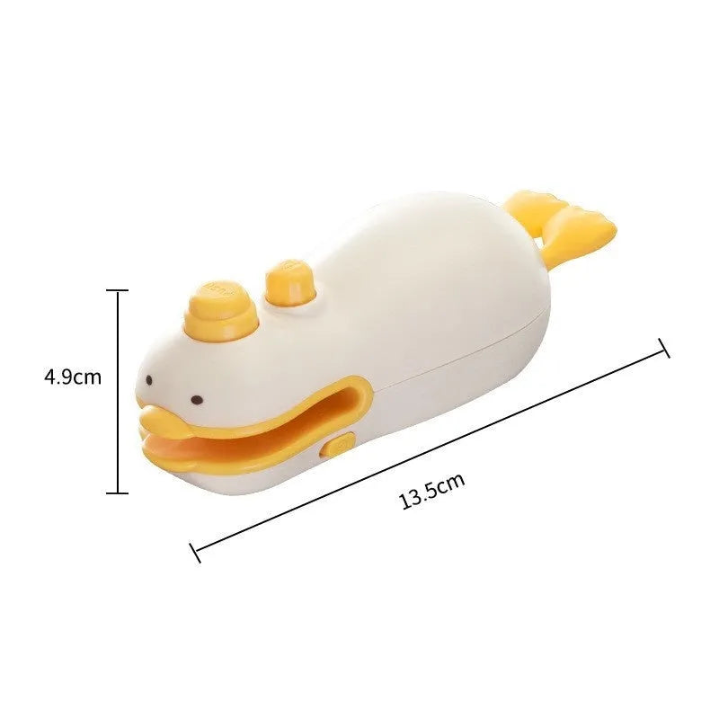 Small yellow duck rechargeable plastic sealing machine with animal jacquard pattern and USB charging cable