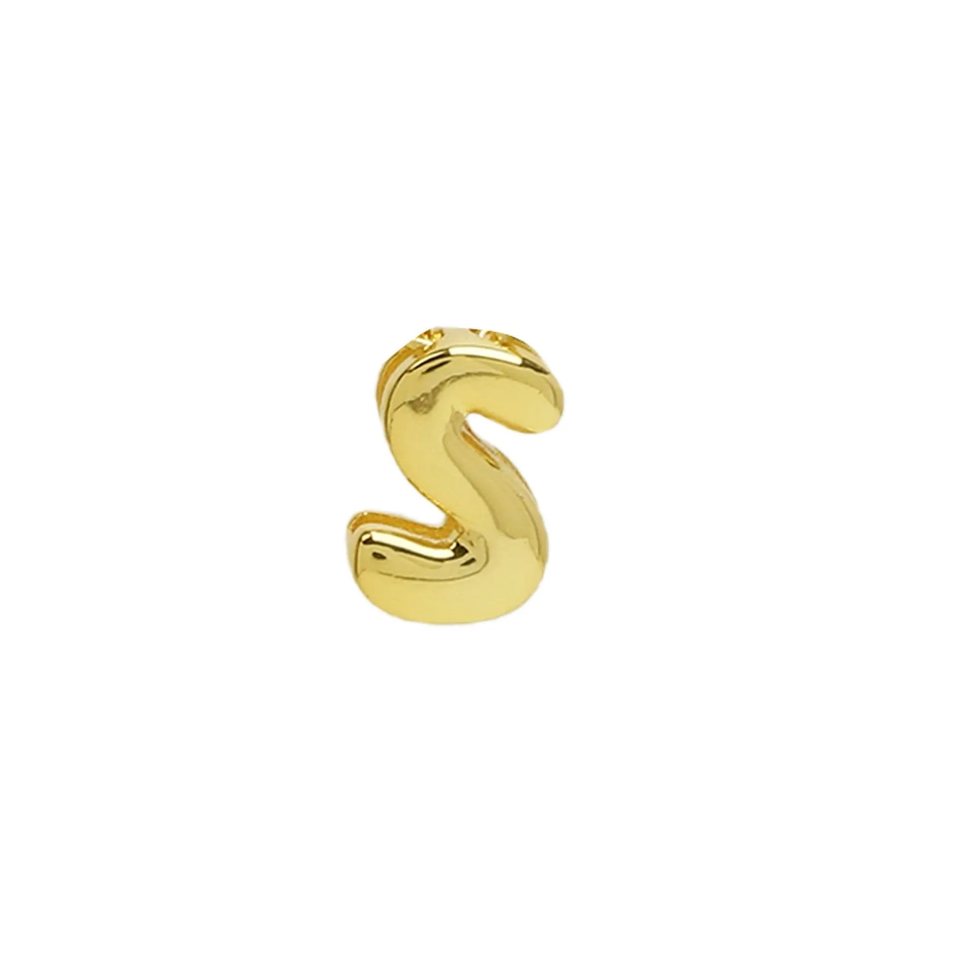 18k brass smooth surface bubble letter bracelet with pendant in gold colour on copper alloy
