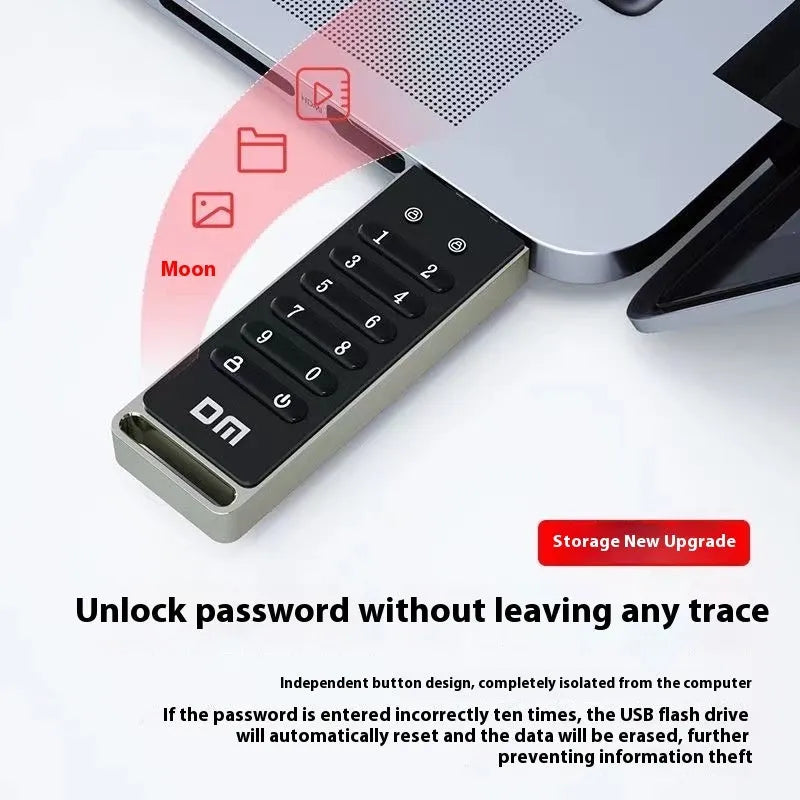 64GB fingerprint encrypted USB flash drive with metal housing and USB 3.0 connector