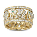 Close-up of creative full diamond design on elephant motif alloy fashion ring.