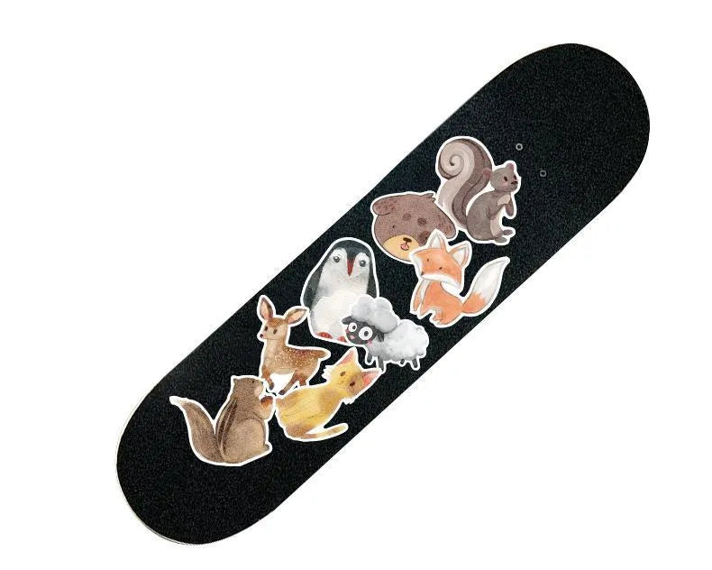 Collection of 36 retro beach and surfing themed PVC stickers with matte finish ranging 6-10cm