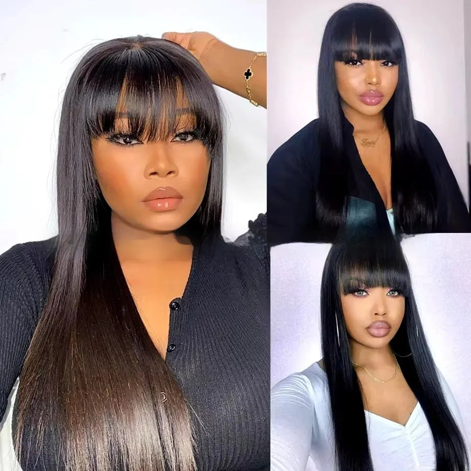 Natural colour human hair full lace wig on a mannequin head, showing long length and full density.