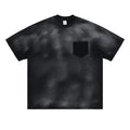 Men's black cotton t-shirt with letter print and drop shoulder sleeves loose fit