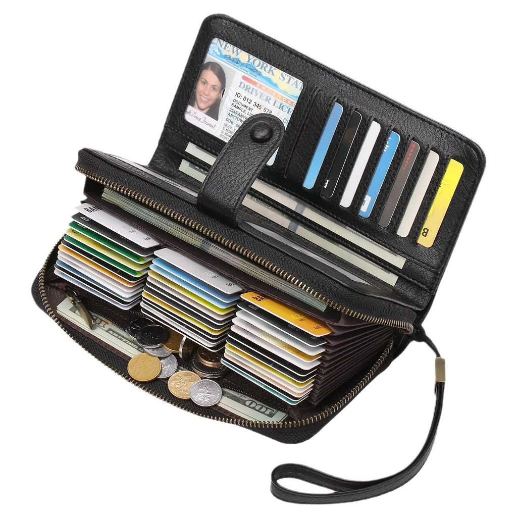 Women's expanding RFID-protected passport wallet in pu leather, shown in multiple colour options.