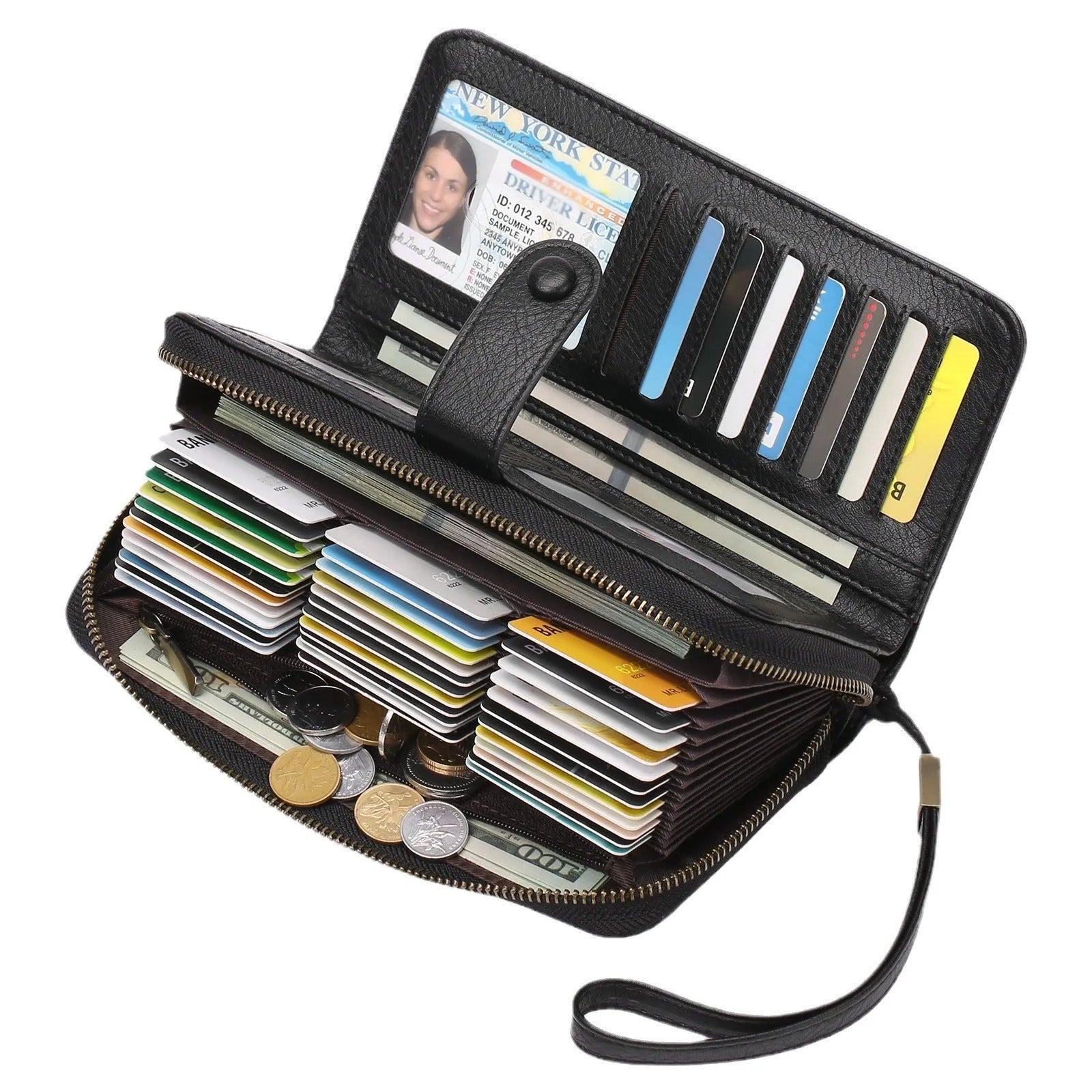Women's expanding RFID-protected passport wallet in pu leather, shown in multiple colour options.