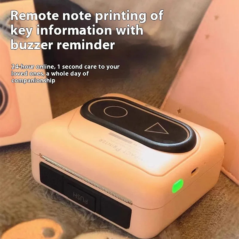 Compact Avocado Green coloured Bluetooth thermal printer for mobile phones with thermal paper and USB cable.