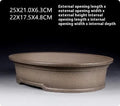 Handmade purple sand oval bonsai pot measuring 25x21x6.3cm with antique finish