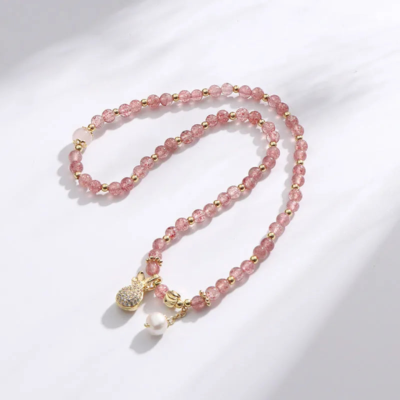 Women's strawberry quartz geometric crystal bracelet for money drawing and luck changing