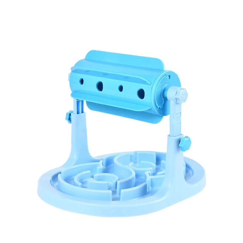 Adjustable height interactive pet food puzzle slow feeder in blue, green, or pink colours for dogs and cats