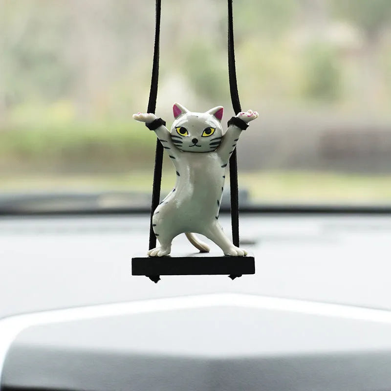 Resin cartoon cat pendant for car rear-view mirror in one of five colour options