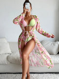 Women's printed bikini swimsuit with quick-dry fabric on a mannequin.