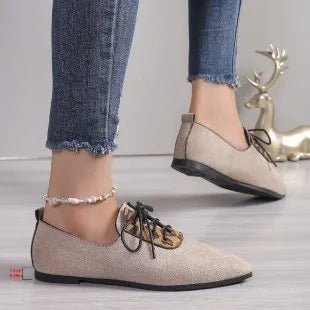Beige leopard print pointed toe pumps for women in plus sizes