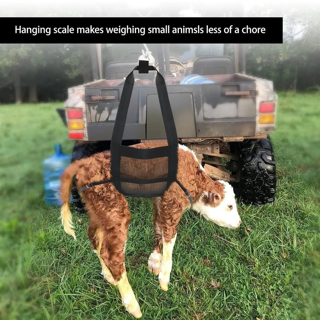 Black Oxford cloth calf and large dog weighing sling measuring 150cm long.