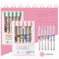 Fluorescent pen snacks 6 pack highlighter set with oblique head in plastic shell boxed packing