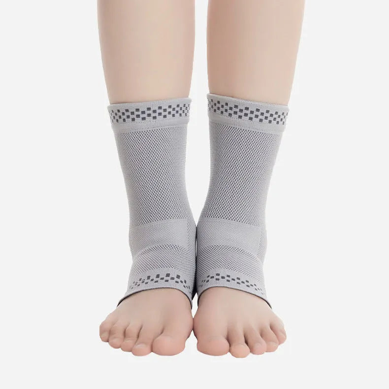 Graphene ankle brace compression sleeve with copper-infused fabric for sprain and tendonitis support