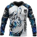 Men's cool animal-print street hoodie pullover with long sleeves and round collar in polyester fabric