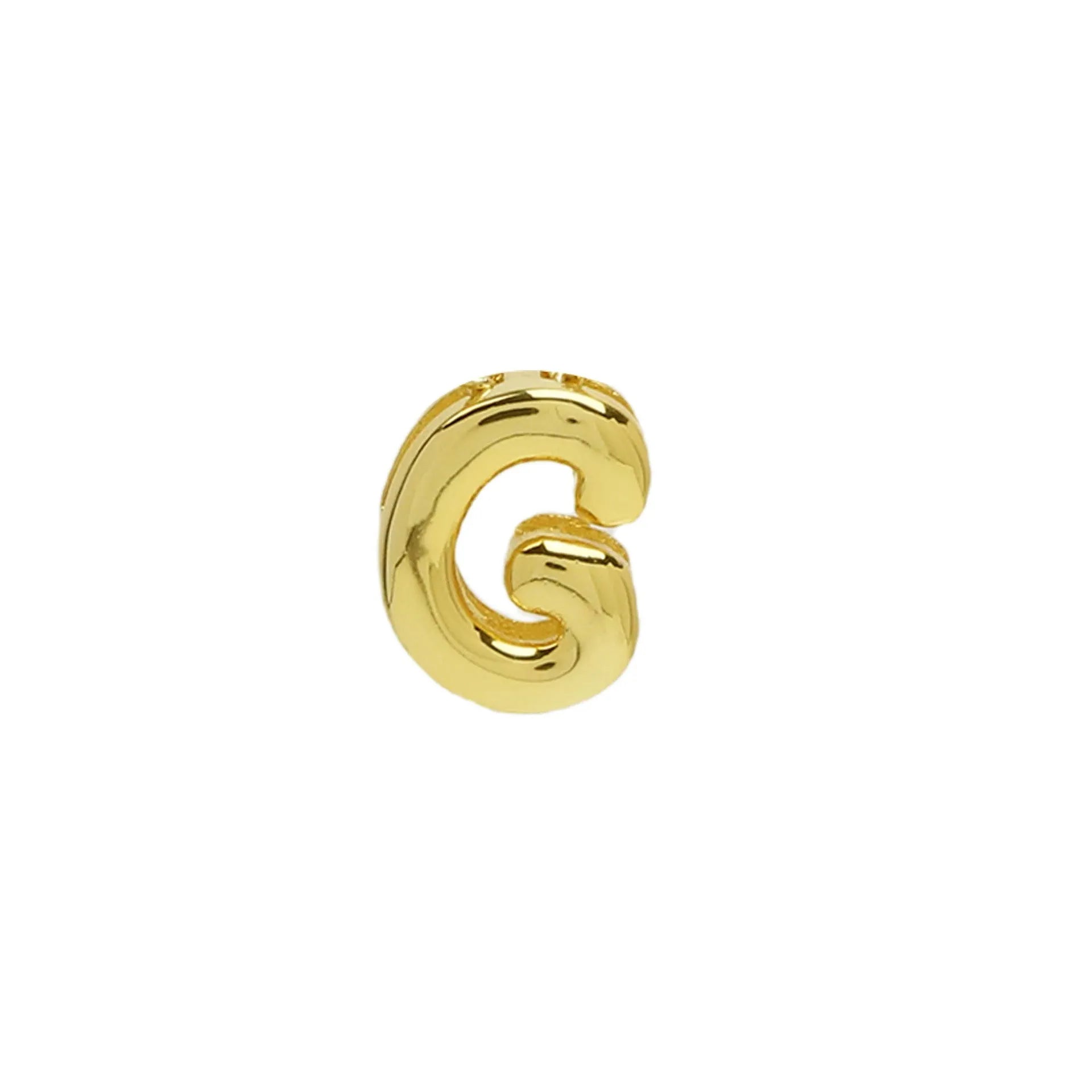 18k brass smooth surface bubble letter bracelet with pendant in gold colour on copper alloy